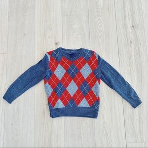 GapKids size S Red and Grey Argyle Sweater